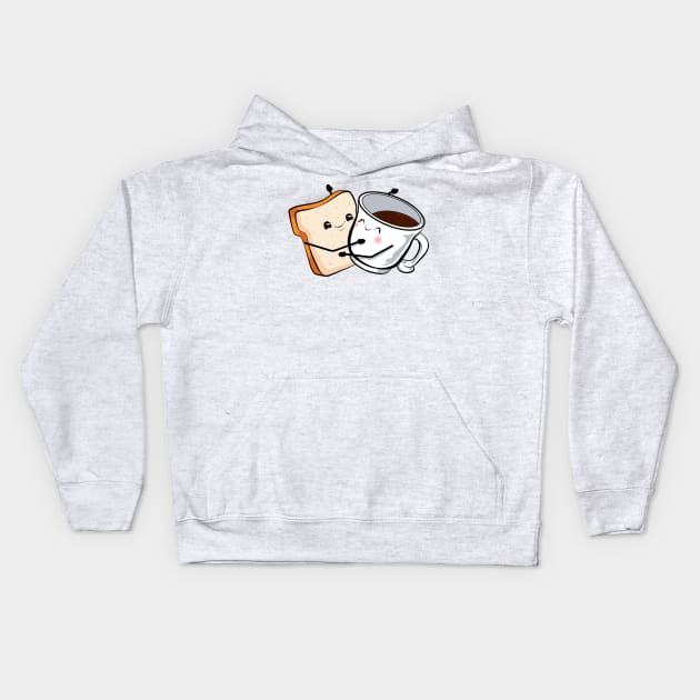 toast love and valentine coffee Kids Hoodie by the house of parodies